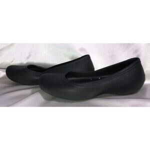 Crocs Iconic Comfort Shoes Black Slip On Flat Ballerina Womens Size 6
